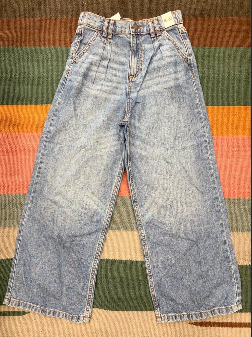 NWT Girl's Cotton On Pleat Front Relaxed Denim Jean Size 9-10